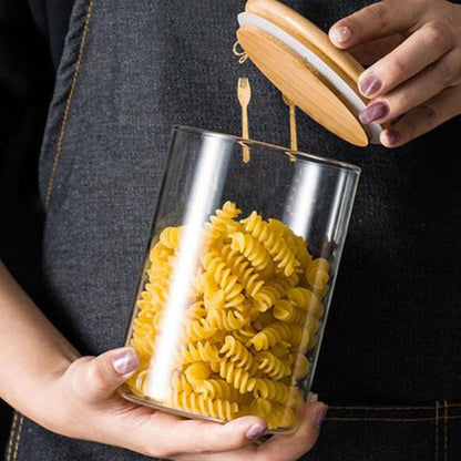 Glass Storage Jars with Bamboo Lids (Set of 10) by HitMyNeed