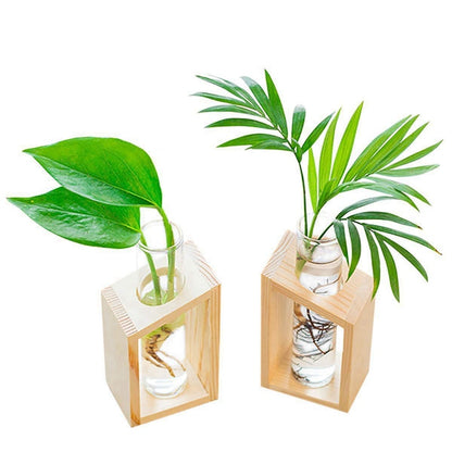 Glass Test Tube Vase with Wooden Stand by HitMyNeed