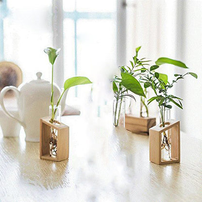Glass Test Tube Vase with Wooden Stand by HitMyNeed