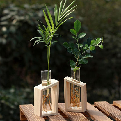 Glass Test Tube Vase with Wooden Stand by HitMyNeed