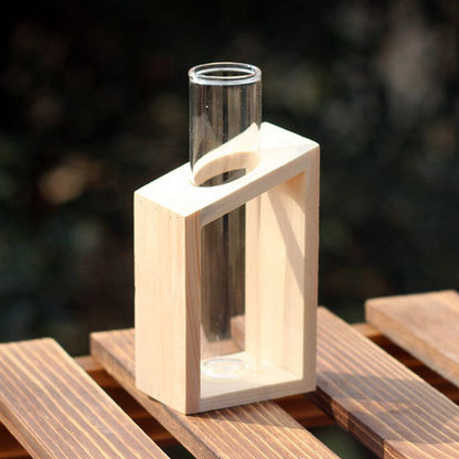 Glass Test Tube Vase with Wooden Stand by HitMyNeed