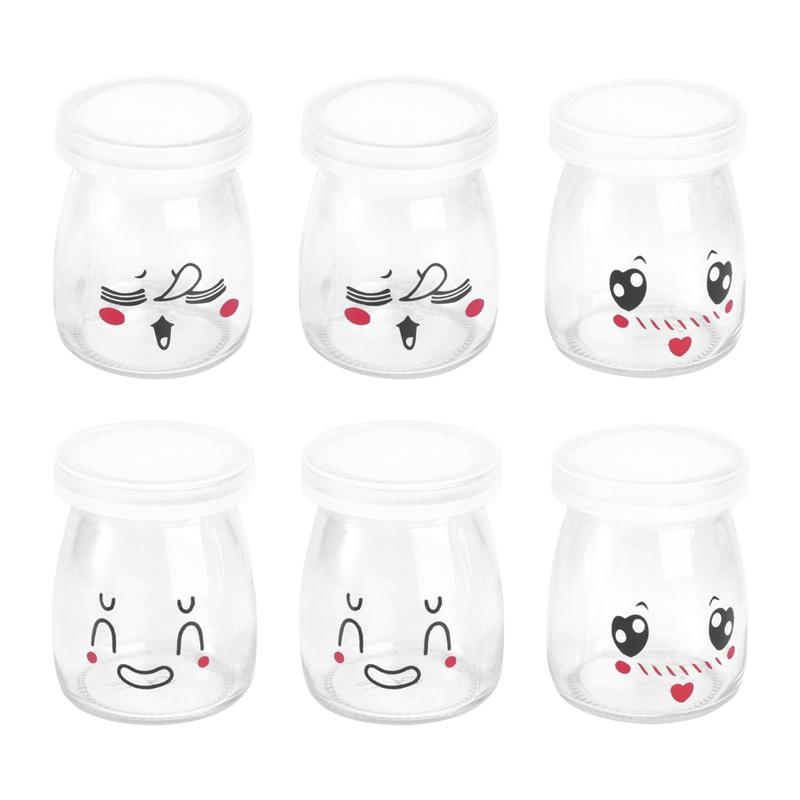 Glass Yogurt Jars with Lids 100ml (Set of 6) by HitMyNeed