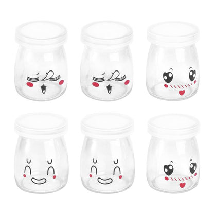 Glass Yogurt Jars with Lids 100ml (Set of 6) by HitMyNeed