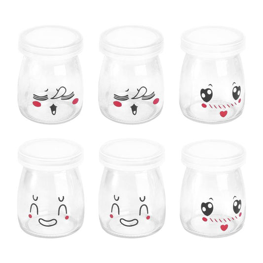 Glass Yogurt Jars with Lids 100ml (Set of 6) by HitMyNeed