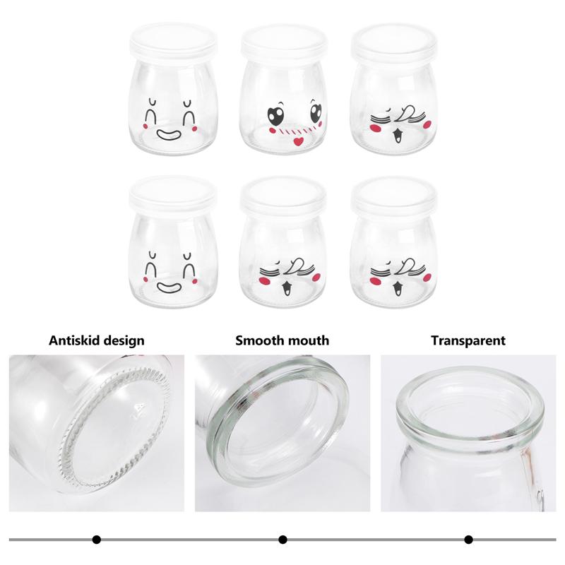 Glass Yogurt Jars with Lids 100ml (Set of 6) by HitMyNeed