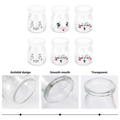 Glass Yogurt Jars with Lids 100ml (Set of 6) by HitMyNeed
