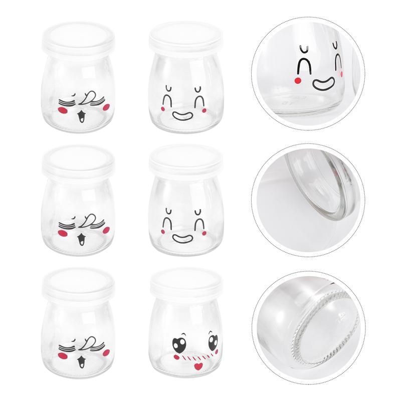 Glass Yogurt Jars with Lids 100ml (Set of 6) by HitMyNeed