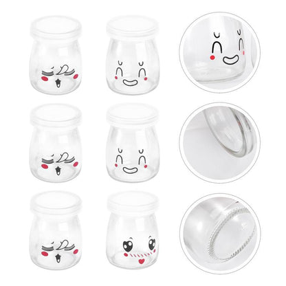 Glass Yogurt Jars with Lids 100ml (Set of 6) by HitMyNeed