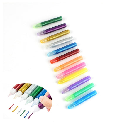 Glitter Glue Pens Set, 12 Colors, 7ml Each by HitMyNeed