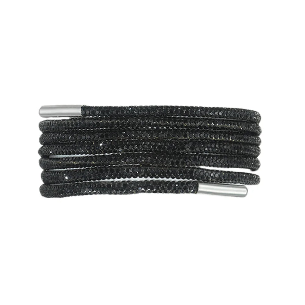 Glitter Rhinestone Shoelaces for Sports & Fashion Shoes black 120cm by HitMyNeed