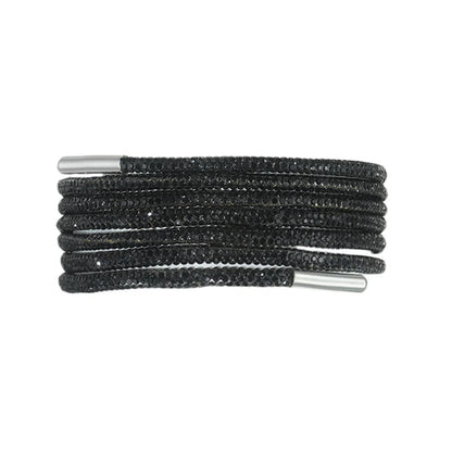 Glitter Rhinestone Shoelaces for Sports & Fashion Shoes black 120cm by HitMyNeed