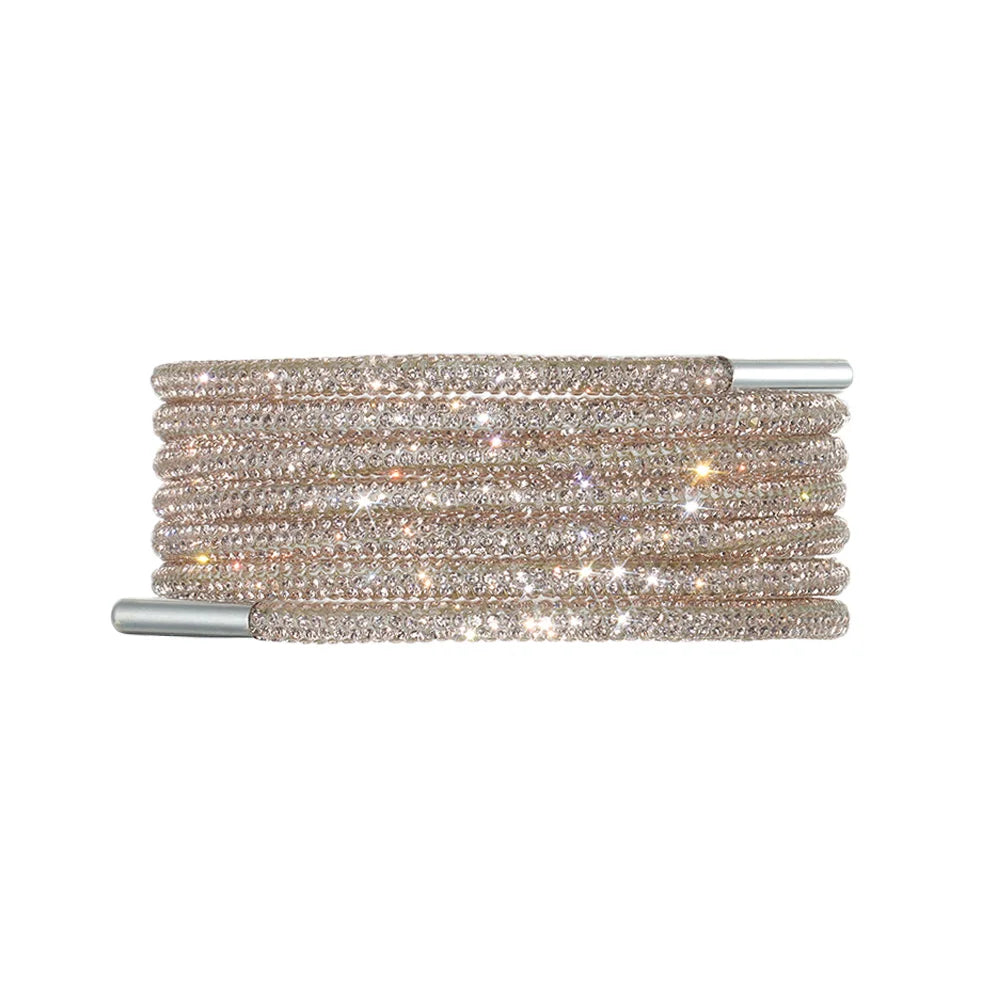Glitter Rhinestone Shoelaces for Sports & Fashion Shoes champagne 160cm by HitMyNeed