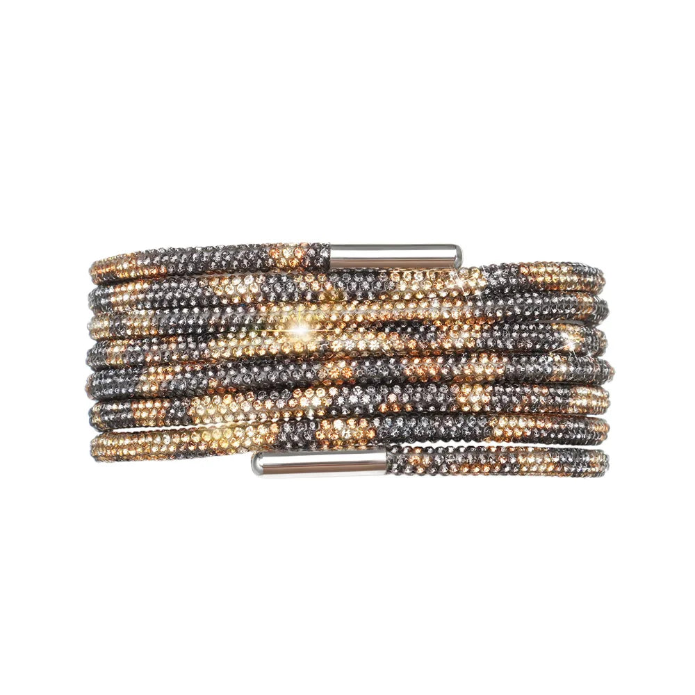 Glitter Rhinestone Shoelaces for Sports & Fashion Shoes leopard 160cm by HitMyNeed
