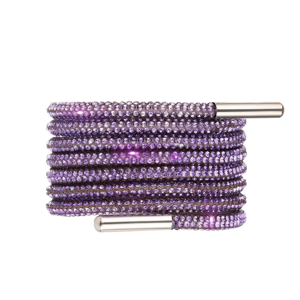 Glitter Rhinestone Shoelaces for Sports & Fashion Shoes purple 140cm by HitMyNeed