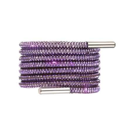 Glitter Rhinestone Shoelaces for Sports & Fashion Shoes purple 140cm by HitMyNeed