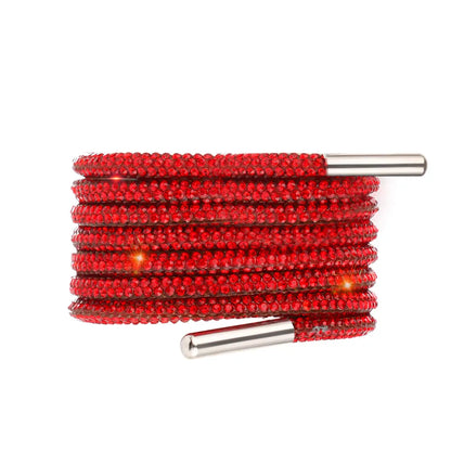 Glitter Rhinestone Shoelaces for Sports & Fashion Shoes red 140cm by HitMyNeed