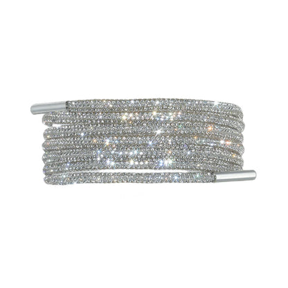 Glitter Rhinestone Shoelaces for Sports & Fashion Shoes silver 160cm by HitMyNeed