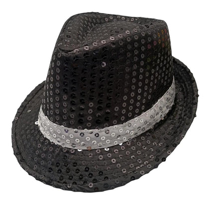 Glitter Sequin Costume Hat for Parties & Events black-white by HitMyNeed