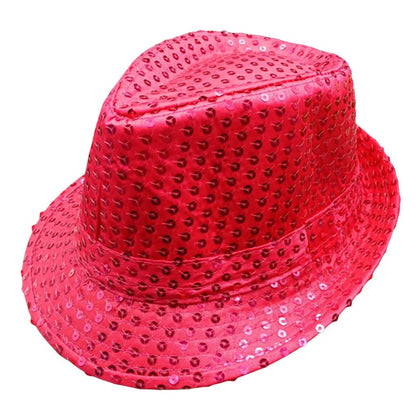Glitter Sequin Costume Hat for Parties & Events rose-red by HitMyNeed