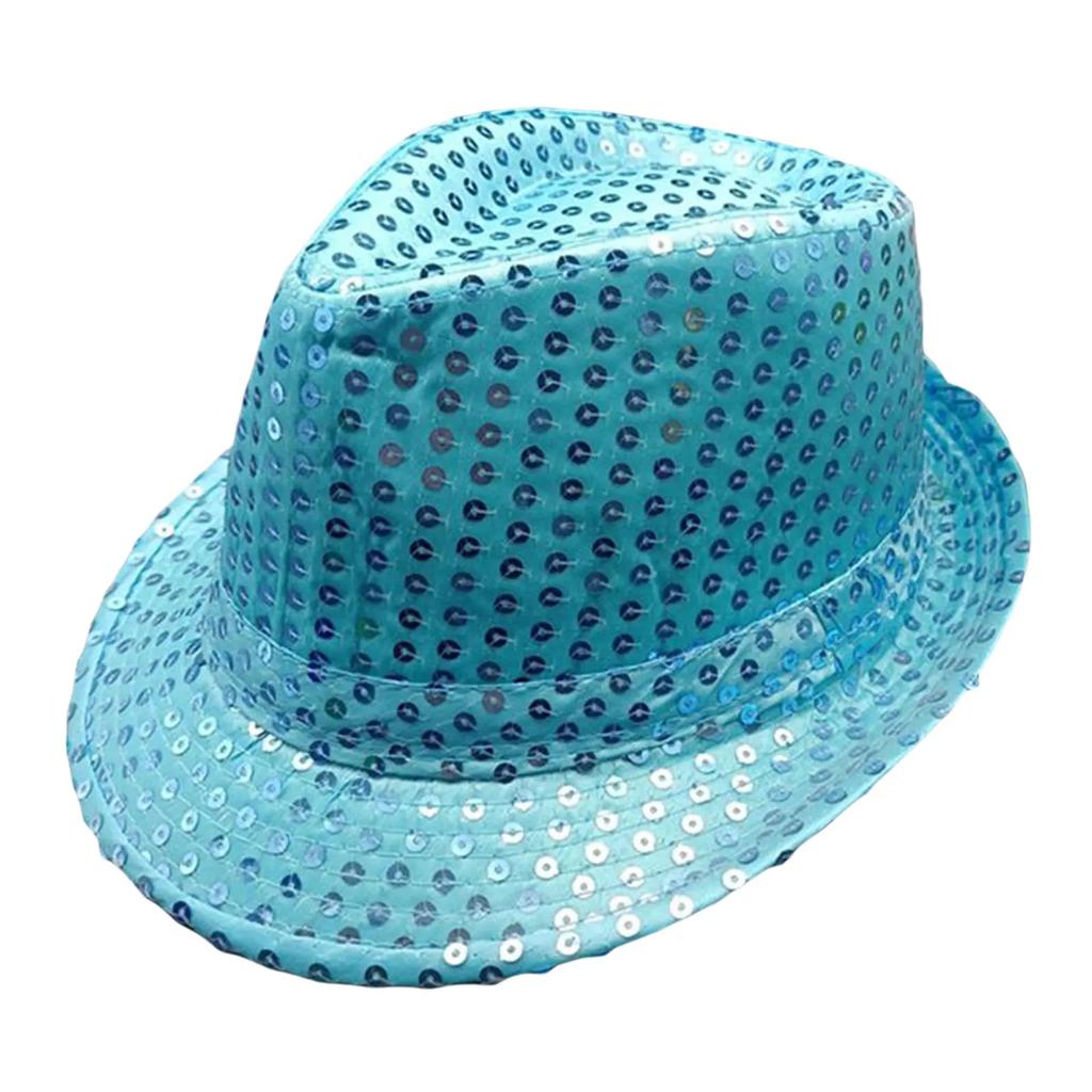 Glitter Sequin Costume Hat for Parties & Events sky-blue by HitMyNeed