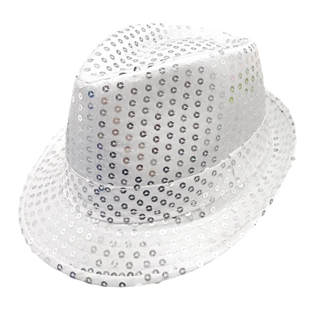Glitter Sequin Costume Hat for Parties & Events white by HitMyNeed