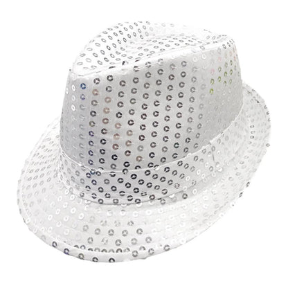 Glitter Sequin Costume Hat for Parties & Events white by HitMyNeed