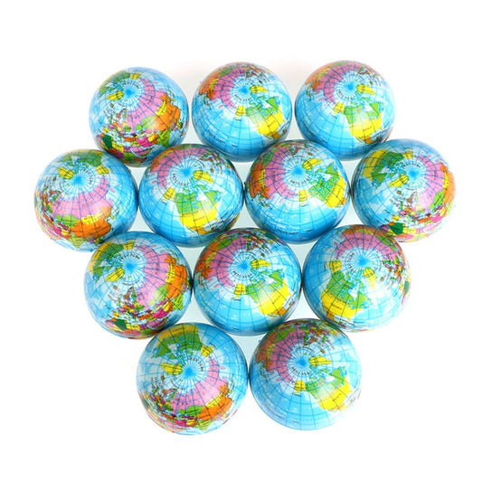 Globe Stress Balls Soft Squeeze Toy Set (6 Pack) by HitMyNeed