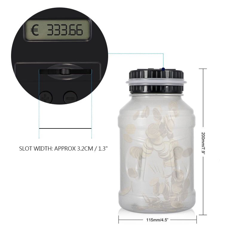 Glow in the Dark Euro Coin Counter Bank with LCD Lid by HitMyNeed