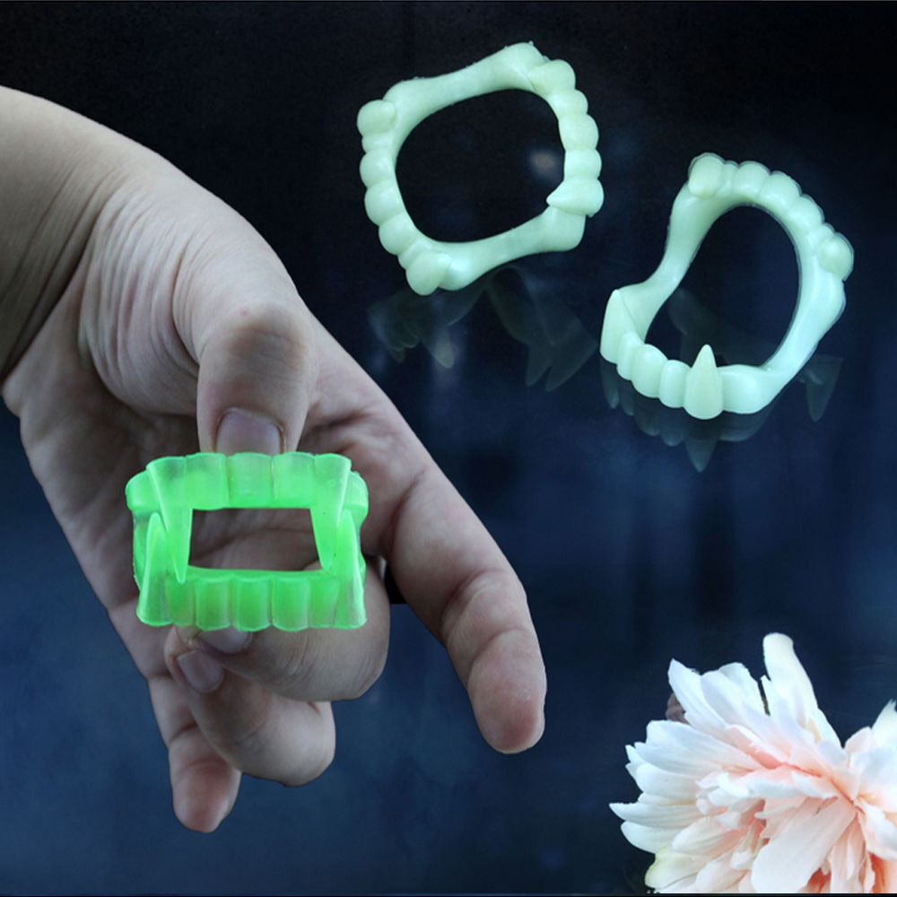 Glow-in-the-Dark Fake Vampire Teeth for Halloween by HitMyNeed