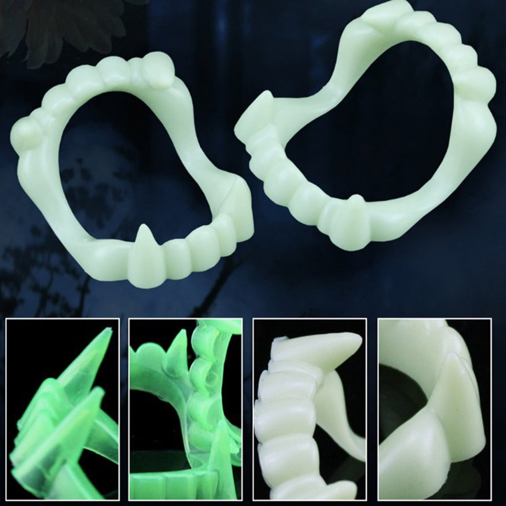 Glow-in-the-Dark Fake Vampire Teeth for Halloween by HitMyNeed