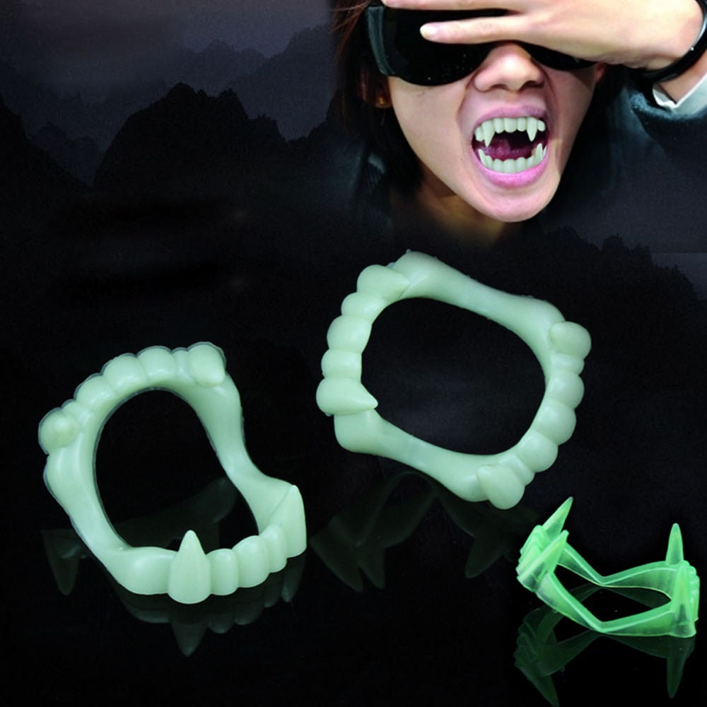 Glow-in-the-Dark Fake Vampire Teeth for Halloween by HitMyNeed