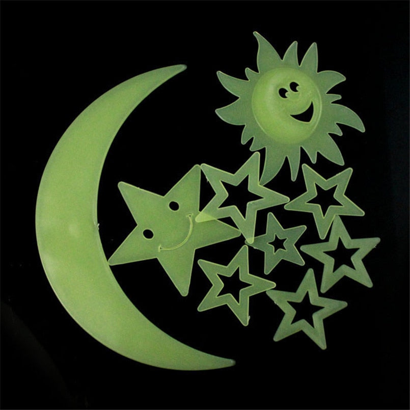 Glow in the Dark Moon and Stars Wall & Ceiling Set by HitMyNeed