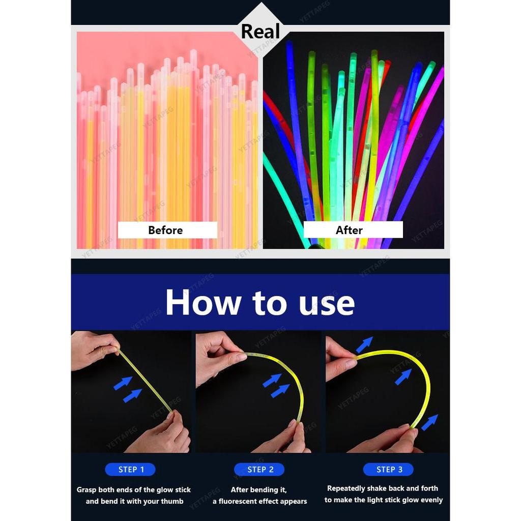 Glow in the Dark Party Sticks with Connectors 100pcs by HitMyNeed