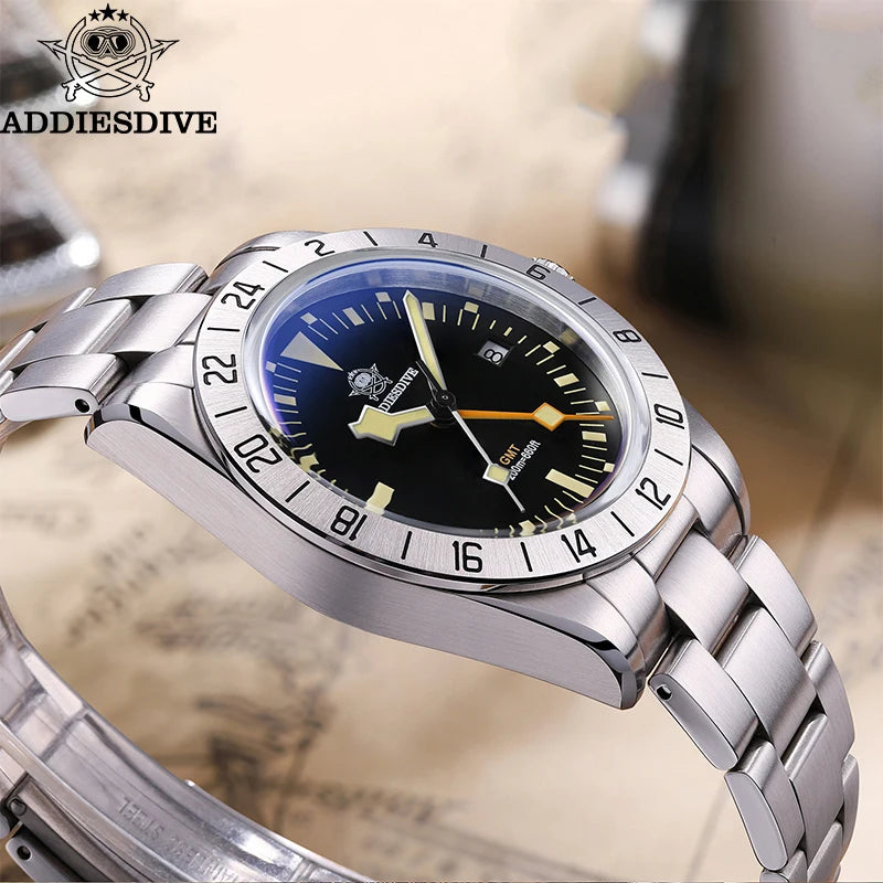 GMT 39mm Men's Diver Watch 20ATM Stainless Steel by HitMyNeed
