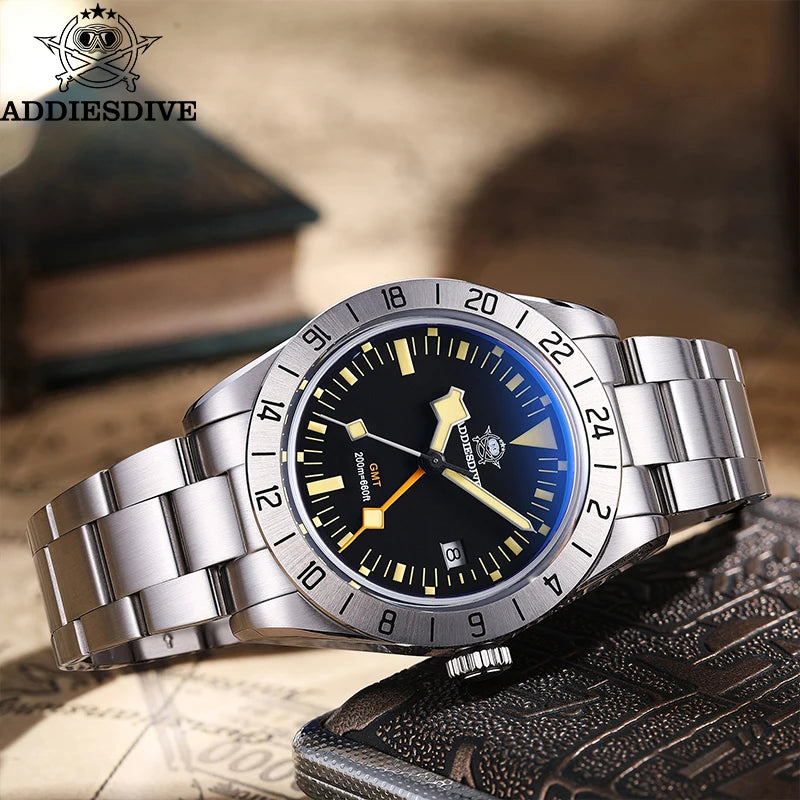 GMT 39mm Men's Diver Watch 20ATM Stainless Steel by HitMyNeed