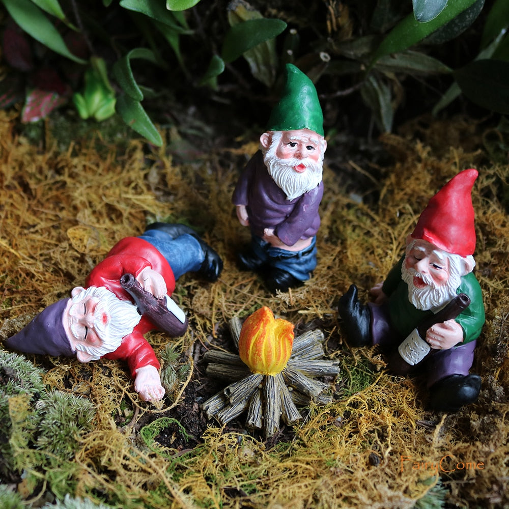 Gnome Fairy Garden Miniature Figurines Set (4 pcs) by HitMyNeed