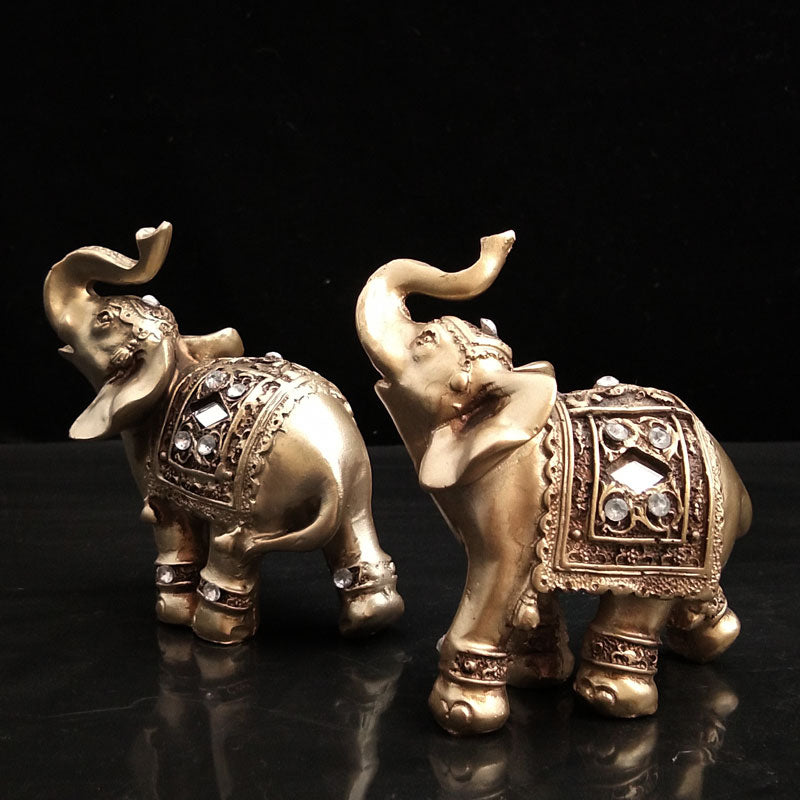 Gold Elephant Figurines Home Decor Set of 2 by HitMyNeed