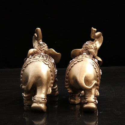 Gold Elephant Figurines Home Decor Set of 2 by HitMyNeed