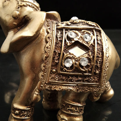 Gold Elephant Figurines Home Decor Set of 2 by HitMyNeed