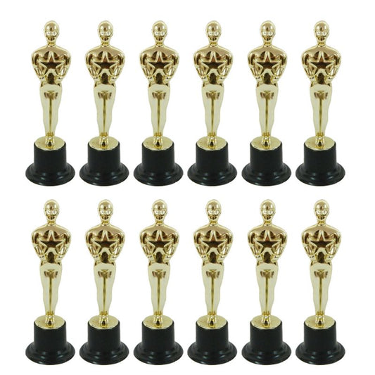 Gold Fake Oscar Trophies Set of 12 - 15.5cm Awards by HitMyNeed