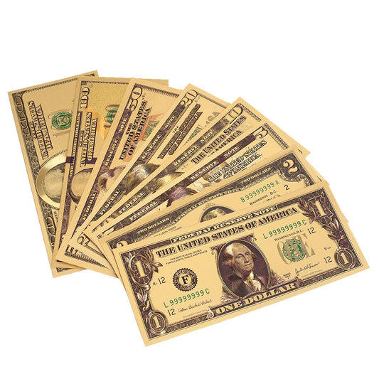 Gold Foil Fake Dollar Banknotes Decorative Set by HitMyNeed