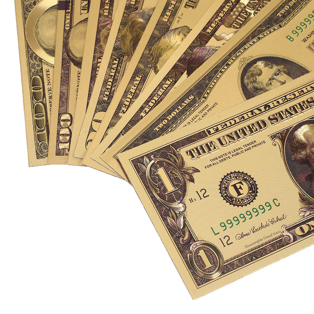Gold Foil Fake Dollar Banknotes Decorative Set by HitMyNeed