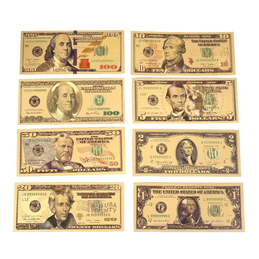 Gold Foil Fake Dollar Banknotes Decorative Set by HitMyNeed