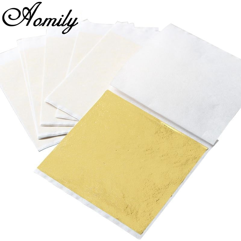 Gold Foil Sheets Pack 100 Pcs - 9 x 9 cm Metal Leaf by HitMyNeed