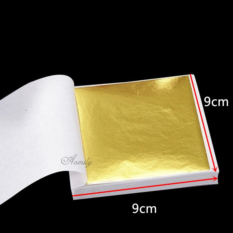 Gold Foil Sheets Pack 100 Pcs - 9 x 9 cm Metal Leaf by HitMyNeed