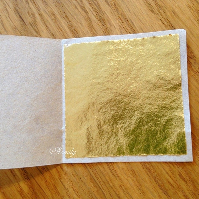 Gold Foil Sheets Pack 100 Pcs - 9 x 9 cm Metal Leaf by HitMyNeed