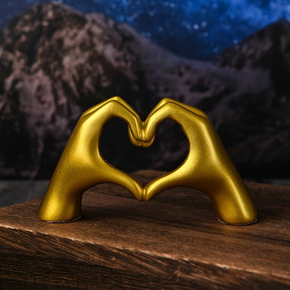 Gold Heart Hand Statue Love Gesture Home Decor t-7jin by HitMyNeed