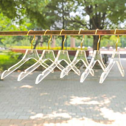 Gold Hook Clear Acrylic Clothes Hangers (5 Pack) by HitMyNeed