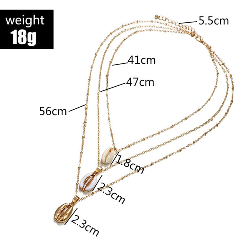 Gold Layered Seashell Necklace, 3 Strand Copper Chain by HitMyNeed