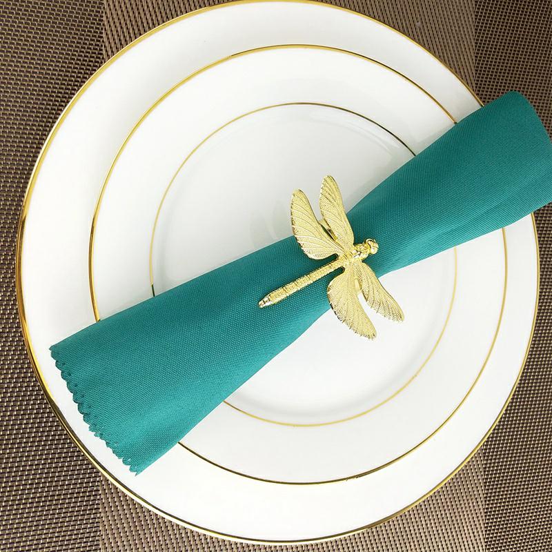 Gold Metal Dragonfly Napkin Rings Set of 8 by HitMyNeed